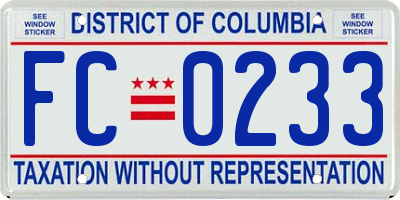 DC license plate FC0233