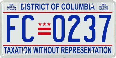 DC license plate FC0237