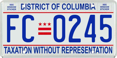 DC license plate FC0245