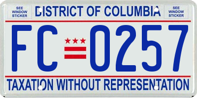 DC license plate FC0257