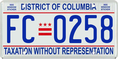 DC license plate FC0258