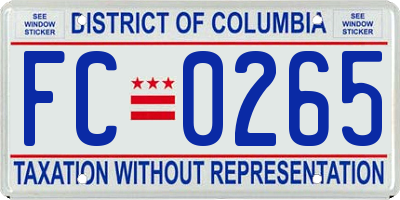 DC license plate FC0265