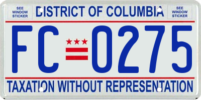 DC license plate FC0275