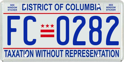 DC license plate FC0282