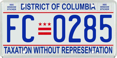 DC license plate FC0285