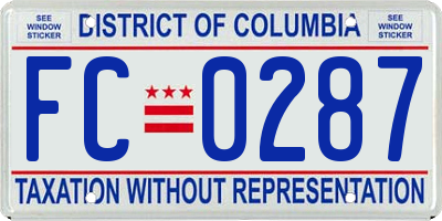 DC license plate FC0287