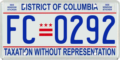 DC license plate FC0292