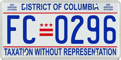 DC license plate FC0296