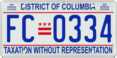 DC license plate FC0334