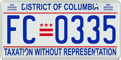 DC license plate FC0335