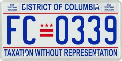 DC license plate FC0339