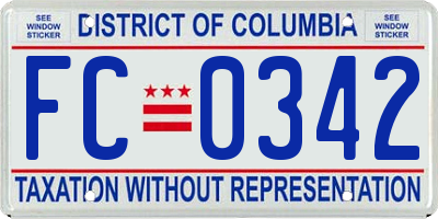 DC license plate FC0342