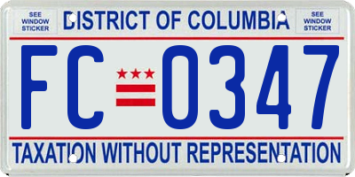 DC license plate FC0347