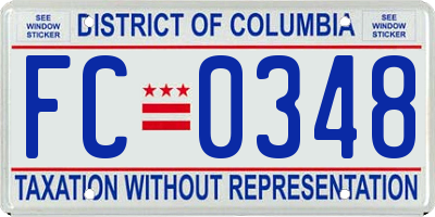 DC license plate FC0348