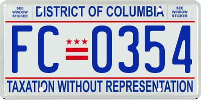 DC license plate FC0354