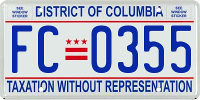 DC license plate FC0355