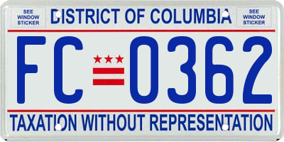 DC license plate FC0362