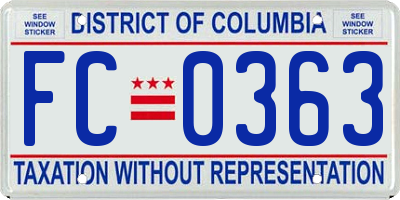 DC license plate FC0363