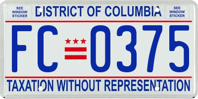 DC license plate FC0375