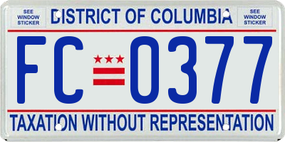 DC license plate FC0377