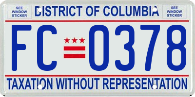 DC license plate FC0378