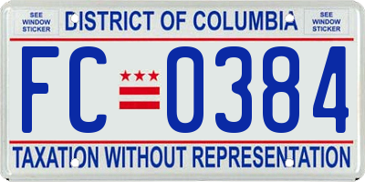 DC license plate FC0384