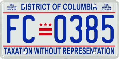 DC license plate FC0385