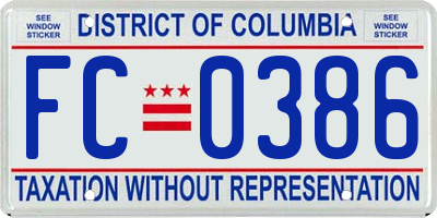 DC license plate FC0386