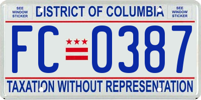 DC license plate FC0387