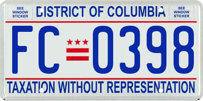 DC license plate FC0398