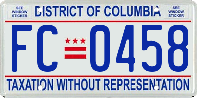 DC license plate FC0458