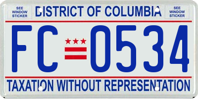 DC license plate FC0534