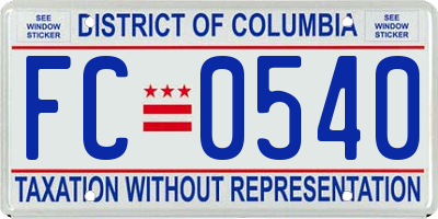 DC license plate FC0540