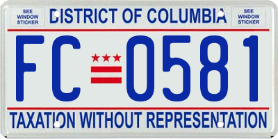 DC license plate FC0581