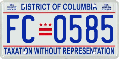 DC license plate FC0585