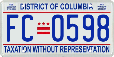 DC license plate FC0598