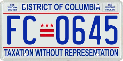 DC license plate FC0645