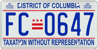 DC license plate FC0647