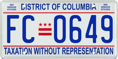 DC license plate FC0649