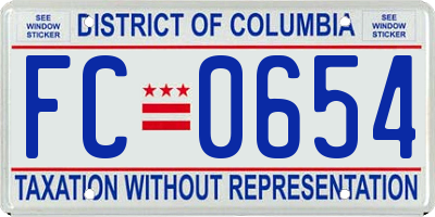 DC license plate FC0654