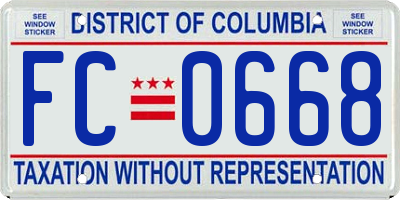 DC license plate FC0668