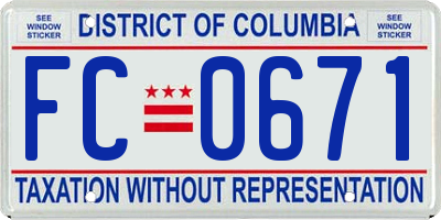 DC license plate FC0671