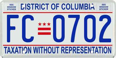 DC license plate FC0702