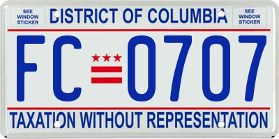 DC license plate FC0707