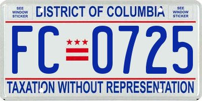 DC license plate FC0725