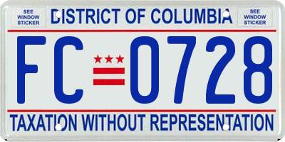 DC license plate FC0728