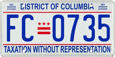 DC license plate FC0735