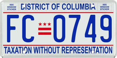 DC license plate FC0749