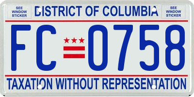 DC license plate FC0758