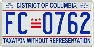 DC license plate FC0762